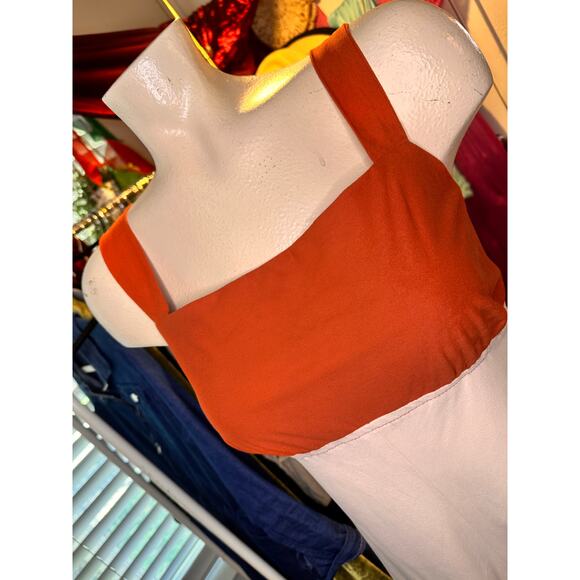 Retro 1970s Orange and Cream Jumpsuit - Picture 9 of 11